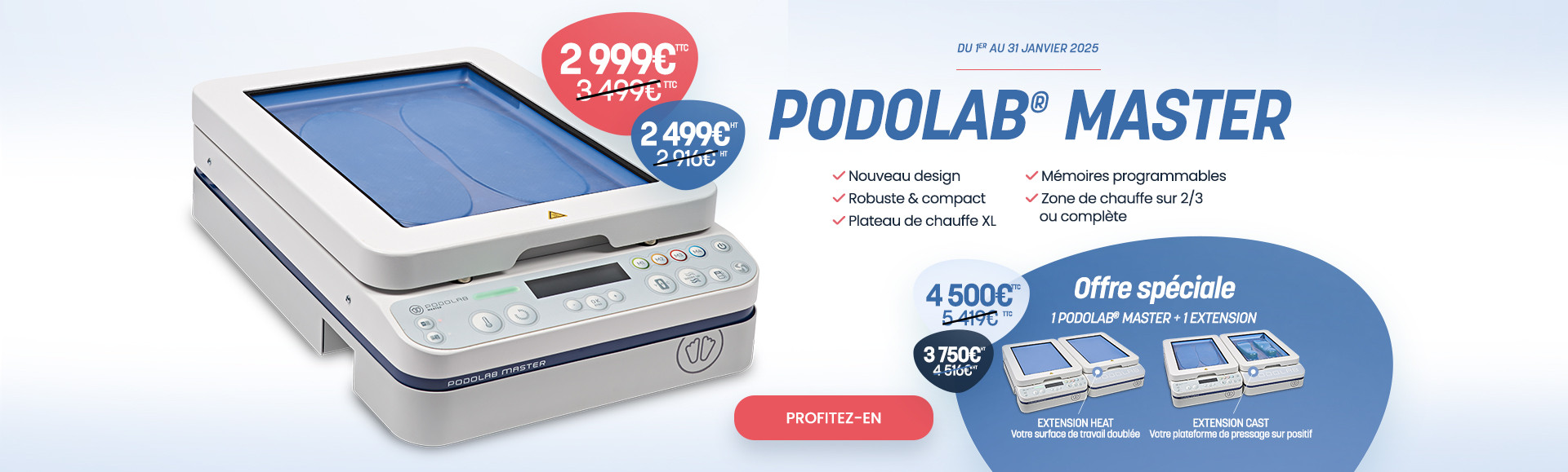 Offre spéciale sur le Podolab Master jusqu'au 31/01/2025